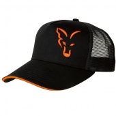 Черно-оранжевая бейсболка с сеткой Fox Black & Orange Trucker Cap