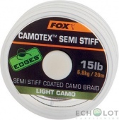 Поводковый материал полужесткий Fox EDGES™ CAMOTEX™ SEMI STIFF - LIGHT CAMO 15LB - 20M 