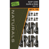 Безопасная клипса с Т-образными стопорами Fox EDGES™ Naturals Slik Lead Clip & Pegs - Size 10