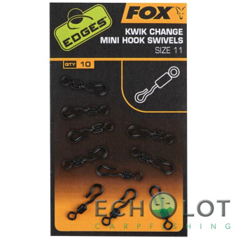 Быстросъемные вертлюги для крючка Fox Edges Kwik Change Mini Hook Swivel x10