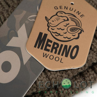 Шапка из шерсти мериноса Fox Merino Bobble Olive Fishing Hat (С помпоном)