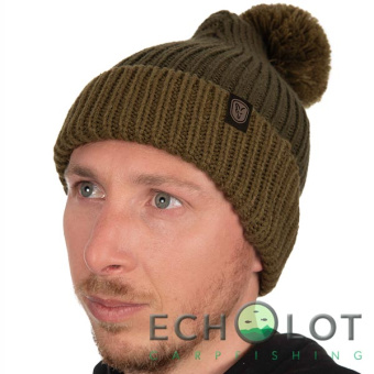 Шапка плотной вязки с помпоном Fox Bobble Heavy Olive
